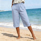 Pantaloni Capri casual pentru femei, cu model caroiaj