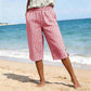 Pantaloni Capri casual pentru femei, cu model caroiaj