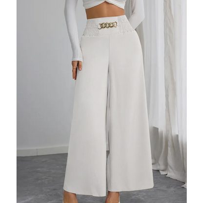 Pantaloni eleganți pentru femei, cu talie înaltă și picior larg