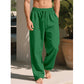 Pantaloni Casual din Bumbac și In pentru Bărbați, Croială Lejeră