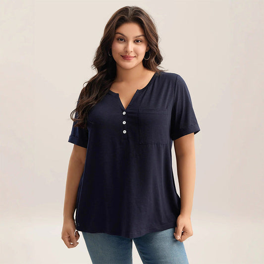Tricou pentru femei, mărime mare, casual, cu mânecă scurtă