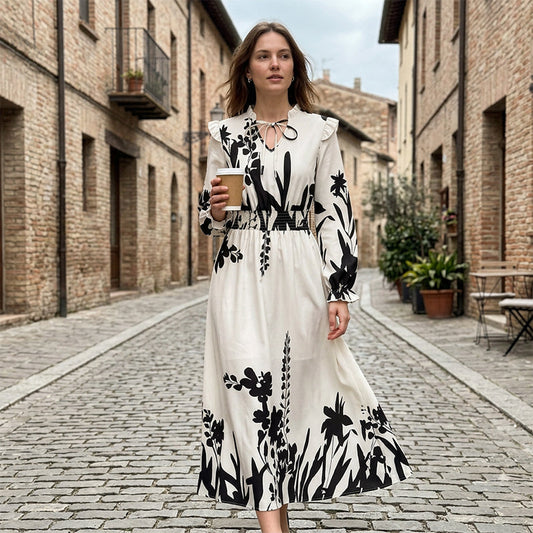 Rochie maxi elegantă pentru femei, cu imprimeu floral
