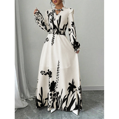Rochie maxi elegantă pentru femei, cu imprimeu floral