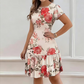 Rochie elegantă pentru femei cu imprimeu floral și volan la tiv