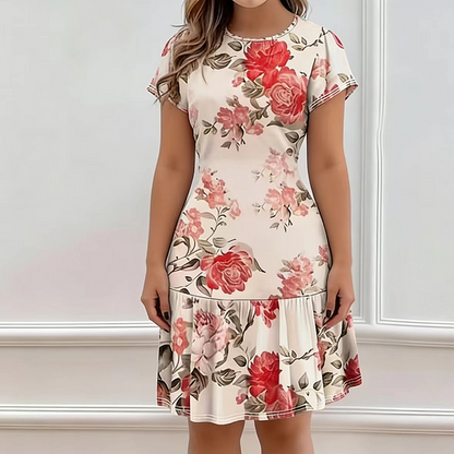 Rochie elegantă pentru femei cu imprimeu floral și volan la tiv