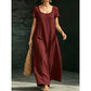 Rochie Maxi de Vară cu Decolteu Rotund, Stil Minimalist