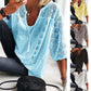👚🌸 Bluză pentru femei cu guler în U și croșetat – Șnur cu ciucuri și mâneci scurte – Chic casual de vară 🌿