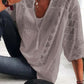 👚🌸 Bluză pentru femei cu guler în U și croșetat – Șnur cu ciucuri și mâneci scurte – Chic casual de vară 🌿