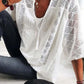 👚🌸 Bluză pentru femei cu guler în U și croșetat – Șnur cu ciucuri și mâneci scurte – Chic casual de vară 🌿