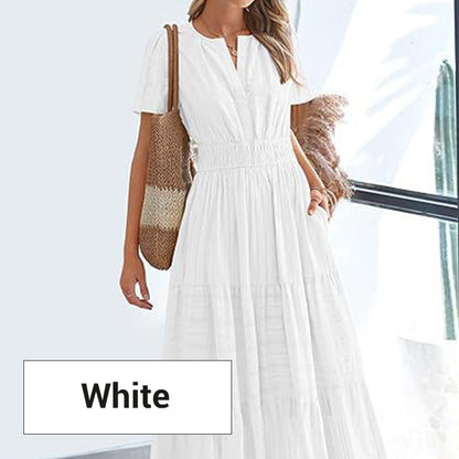Rochie Maxi pentru femei, stil Boho Chic, cu talie elastică