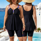 Costum de baie tip tankini cu top lejer și șorturi pentru femei