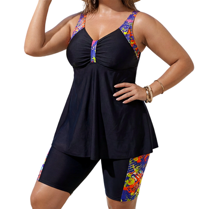 Costum de baie tip tankini cu top lejer și șorturi pentru femei