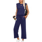 Set de 2 piese: Top fără mâneci și Pantaloni cu picior larg pentru femei