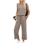 Set de 2 piese: Top fără mâneci și Pantaloni cu picior larg pentru femei