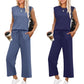 Set de 2 piese: Top fără mâneci și Pantaloni cu picior larg pentru femei
