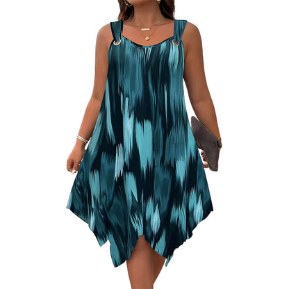 Rochie elegantă fără mâneci, cu imprimeu gradient