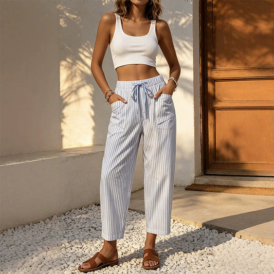 Pantaloni scurți de lounge cu dungi pentru femei