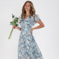 Rochie lungă cu mânecă scurtă și imprimeu floral