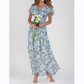 Rochie lungă cu mânecă scurtă și imprimeu floral