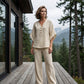 Women's Striped V-Neck Top & Wide-Leg Pants Set