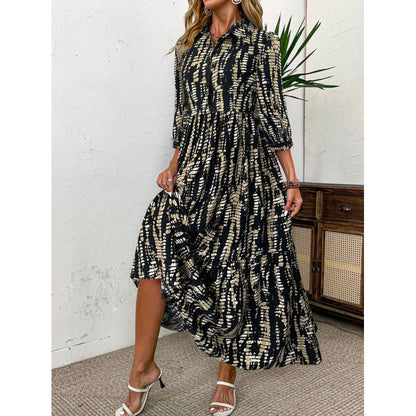 Women's Elegant Printed Tiered Maxi Dress