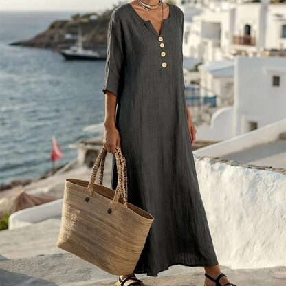 Rochie Maxi Casual pentru Femei, cu Decolteu în V și Croială Lejeră