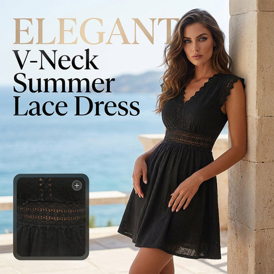 Rochie elegantă de vară cu decolteu în V și dantelă