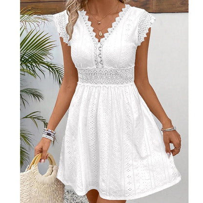 Elegant Lace V-Neck Summer Dress
