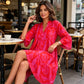 Rochie pentru femei cu decolteu în V, imprimeu boho