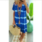 🔥Rochie tip tricou cu mânecă scurtă, lejeră, cu imprimeu tie-dye și dungi