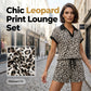Set de top și pantaloni scurți cu imprimeu leopard pentru femei