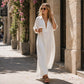Rochie Maxi pentru Femei, Culoare Unitară, Stil Minimalist