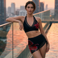 Set de bikini din plasă cu volane și șnur