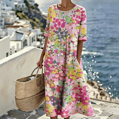 Rochie pentru femei cu imprimeu floral, croială lejeră