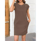 Rochie pentru femei cu guler rotund, culoare uni