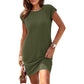 Rochie pentru femei cu guler rotund, culoare uni