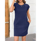 Rochie pentru femei cu guler rotund, culoare uni