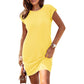 Rochie pentru femei cu guler rotund, culoare uni