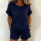 Set de 2 piese: Top cu mânecă scurtă și pantaloni scurți pentru femei