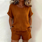 Set de 2 piese: Top cu mânecă scurtă și pantaloni scurți pentru femei