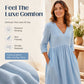 Rochie maxi cu decolteu în V și mâneci 3/4 pentru femei