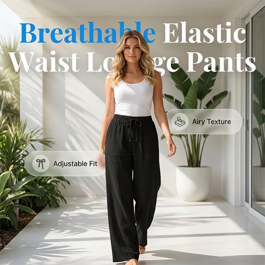 Pantaloni de casă din bumbac cu talie elastică pentru femei
