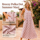 Rochie Maxi Fără Mâneci cu Buline și Buzunare, Decolteu în V, Rochie de Vară pentru Femei