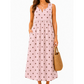 Rochie Maxi Fără Mâneci cu Buline și Buzunare, Decolteu în V, Rochie de Vară pentru Femei