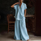 Women's V-Neck Top and Wide-Leg Pants Lounge Set