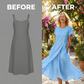 Rochie elegantă de vară pentru femei, cu guler rotund și culoare uni
