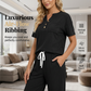 Set de 2 piese: Top și Pantaloni Tricotați cu Nervuri pentru Femei