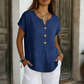 Tricou casual pentru femei, cu decolteu în V și nasturi