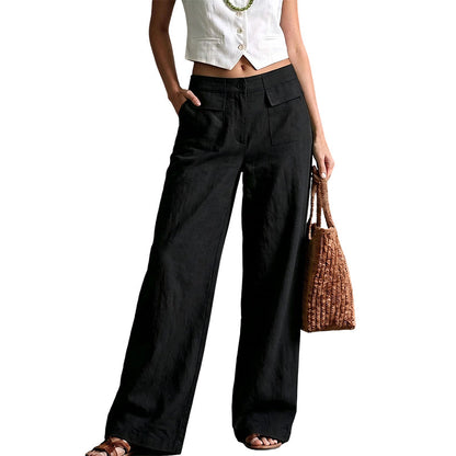 Pantaloni Casual din Bumbac și In, Lejeri, pentru Femei