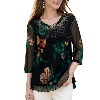 Bluză de damă din șifon cu imprimeu floral